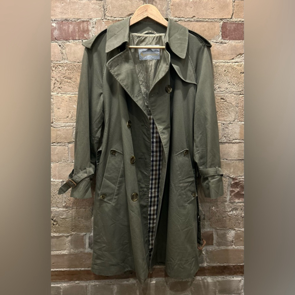 AQUASCUTUM khaki green trench coat in Sz 8 - Picture 6 of 9